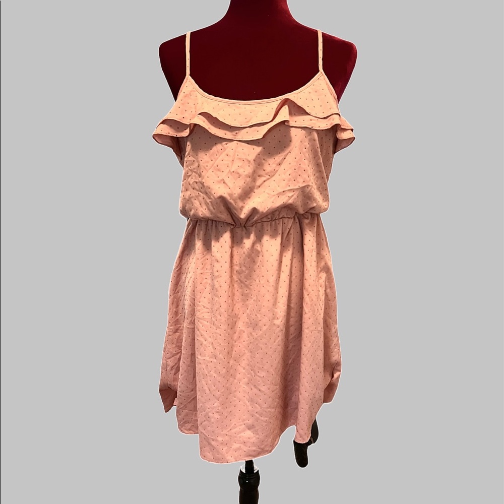 Lauren Conrad Size 10 Sleeveless A-line Blouson Pink Polka Dot Mini Dress (t1)